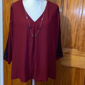 Lace Trim Blouse - NY Collection - Size 2X